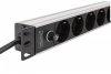 Digitus Listwa zasilająca PDU Rack 19 z bezpiecznikiem przeciążeniowym, 9 gniazd Schuko CEE 7/3 (45°), kabel 2m wtyk IEC C